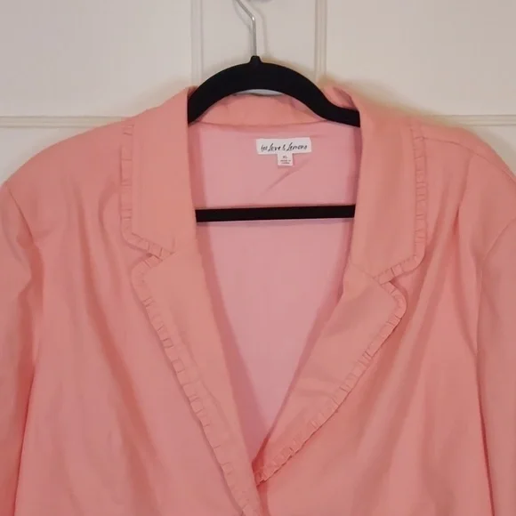 For Love and Lemons Peach Linen Blend Cropped Blazer Size XL - Picture 2 of 14